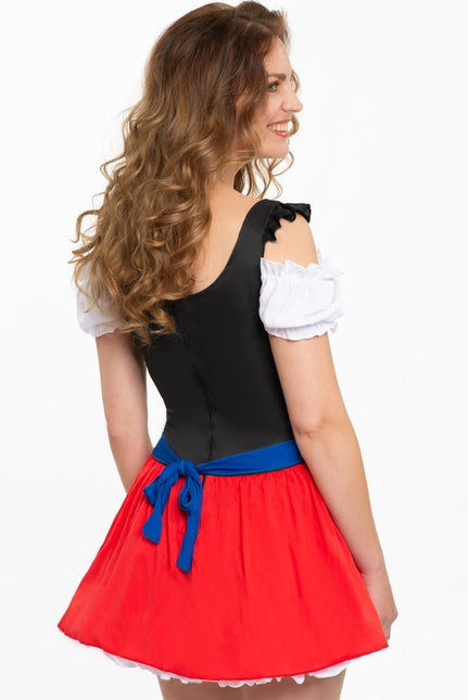 Dirndl Jurk Oktoberfest Rood Blauw Schort van PartyXclusive koop je bij Partywinkel