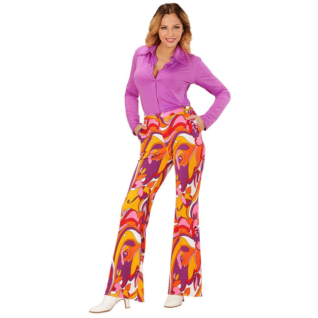Disco 70S Broek Gekleurd Dames van Widmann koop je bij Partywinkel