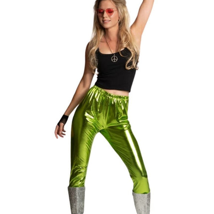 Disco 70S Broek Groen Metalic van Partychimp koop je bij Partywinkel