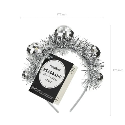 Disco 70S Haarband Zilver Discoballen van Partydeco koop je bij Partywinkel