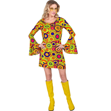 Disco 70S Jurk Gekleurd Dames van Widmann koop je bij Partywinkel