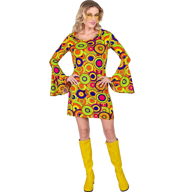 Disco 70S Jurk Gekleurd Dames van Widmann koop je bij Partywinkel