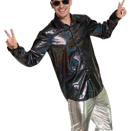Disco 70S Shirt Zwart Heren van Partychimp koop je bij Partywinkel