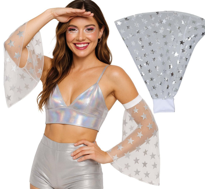 Disco 70S Vlindermouwen Zilveren Sterren van Fiestas Guirca koop je bij Partywinkel