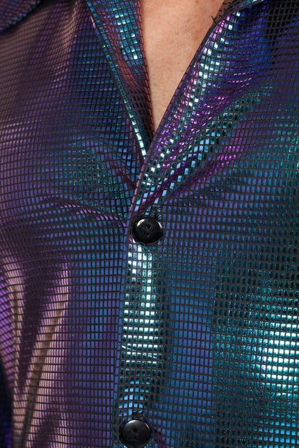 Disco Blouse Metallic Paars Blauw van Wilbers & Wilbers koop je bij Partywinkel