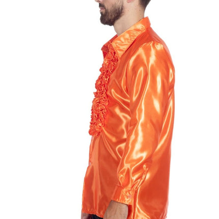 Disco Blouse Ruches Donkeroranje van Wilbers & Wilbers koop je bij Partywinkel