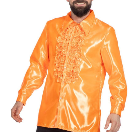 Disco Blouse Ruches Oranje van Wilbers & Wilbers koop je bij Partywinkel