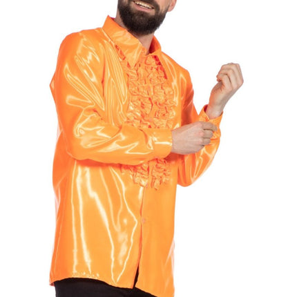 Disco Blouse Ruches Oranje van Wilbers & Wilbers koop je bij Partywinkel