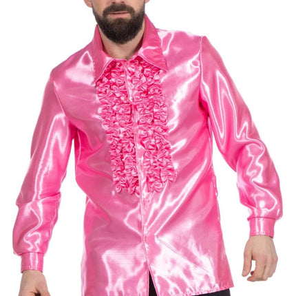 Disco Blouse Ruches Roze van Wilbers & Wilbers koop je bij Partywinkel