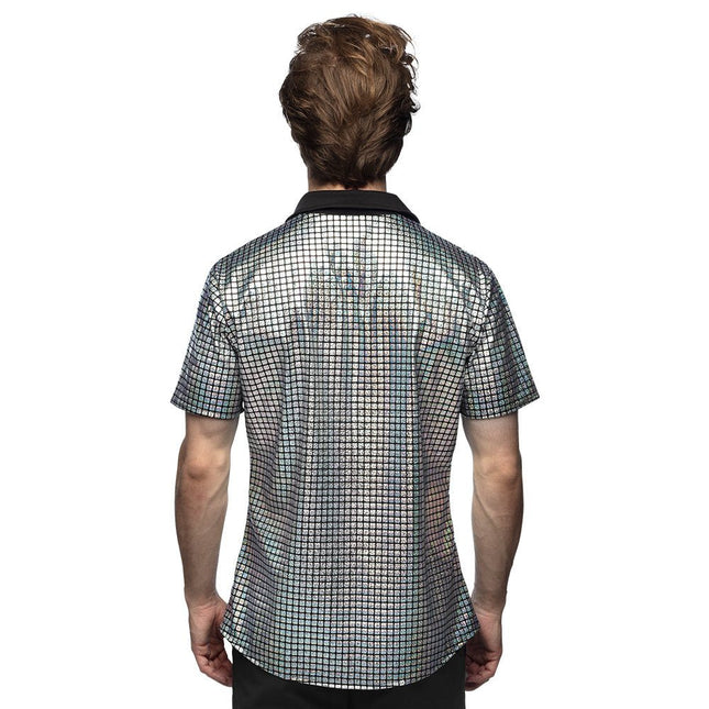 Disco Shirt Metallic Zilver van Boland koop je bij Partywinkel