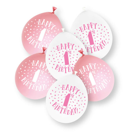 1e Verjaardag Latexballonnen Roze 23cm 10st