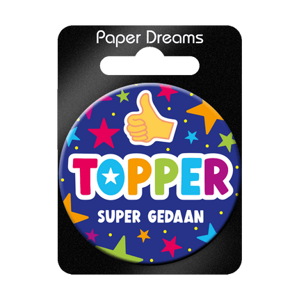 Donkerblauwe Button Topper 5,5cm van Paper Dreams koop je bij Partywinkel