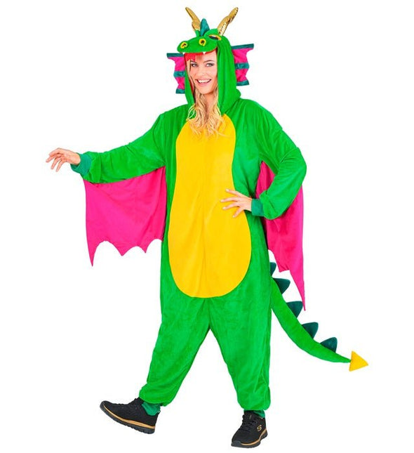 Draak Pluche Jumpsuit met Kap en Masker van Widmann koop je bij Partywinkel