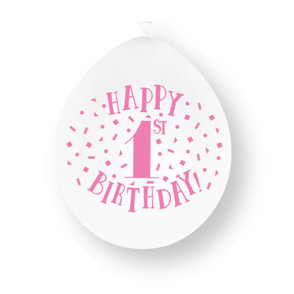 1e Verjaardag Latexballonnen Roze 23cm 10st