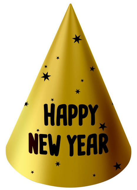 Feesthoedjes Happy New Year 10cm 6st van Folat koop je bij Partywinkel