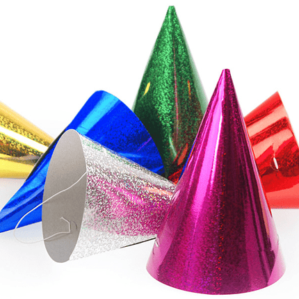 Feesthoedjes Holografisch 16cm 120st van Partydeco koop je bij Partywinkel