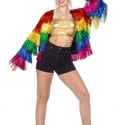 Festival Jas Regenboog Dames Tinsel van Wilbers & Wilbers koop je bij Partywinkel