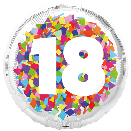 18 Jaar Helium Ballon Confetti Leeg 45cm