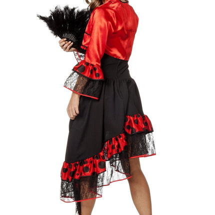 Spaanse Jurk Flamenco Rood Zwart