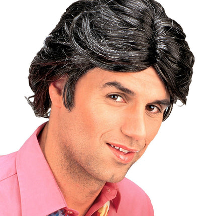 Zwart Grijze Pruik Gigolo