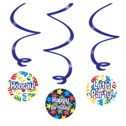 Swirl decorations Happy birthday cartoon 3st 14cm