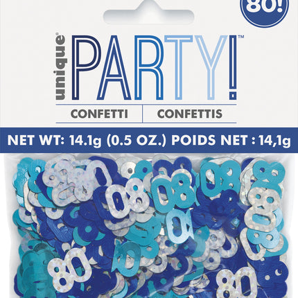 80 Jaar Confetti Zak Blauw 14gr