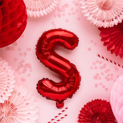 Folie Ballon Letter S Rood Leeg 35cm