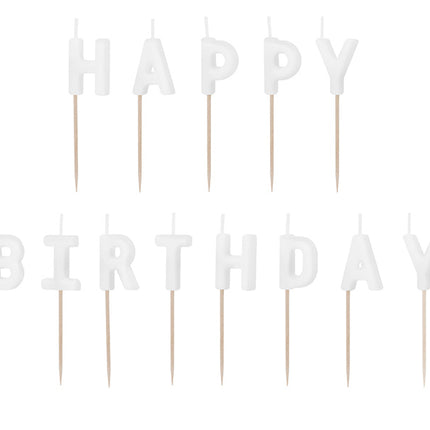 Witte Happy Birthday Kaarsen 13st
