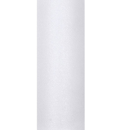 Witte Tule Rol Glitter 15cm 9m