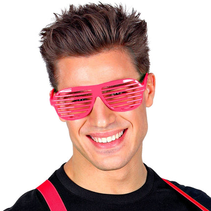 Neon Roze Bril Gestreept