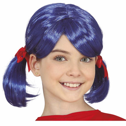 Blauwe Pruik Staartjes