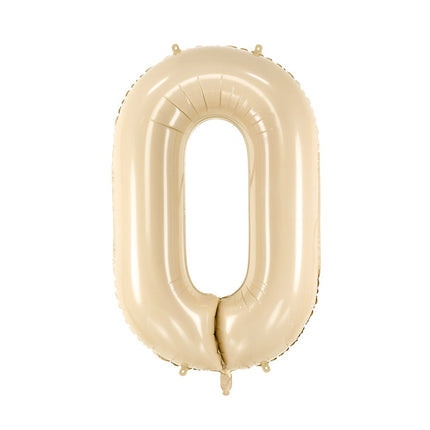 0 Jaar Cijfer Ballon Beige Leeg 72cm