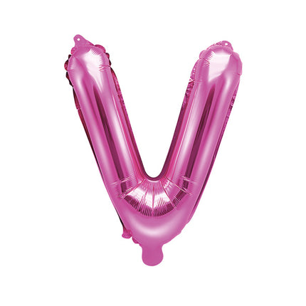 Folie Ballon Letter V Roze Leeg 35cm