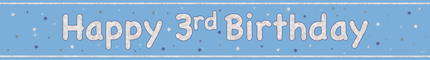 Happy Birthday Banner Lichtblauw 3 Jaar 2,74m