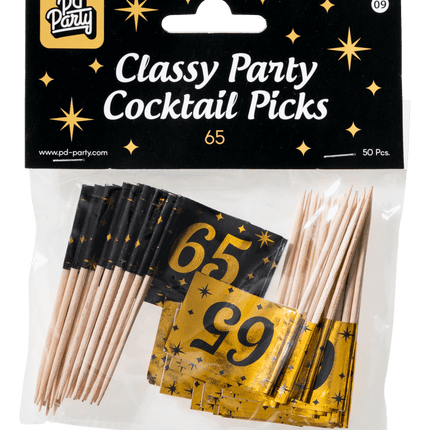 Cocktailprikkers 65 Jaar 6,5cm 50st