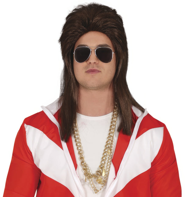 Jaren 80 Pruik Aso Lang Bruin