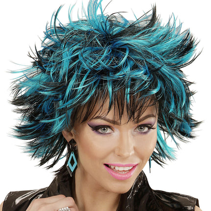 Zwart Blauwe Pruik