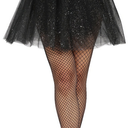 Zwarte Tutu Dames Glitter 40cm