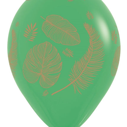 Ballonnen Tropical Leaves Mix Gold Print 30cm 25st