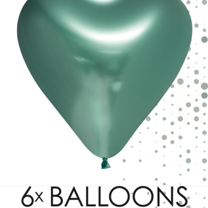 Hartjes Ballonnen Groen 30cm 6st