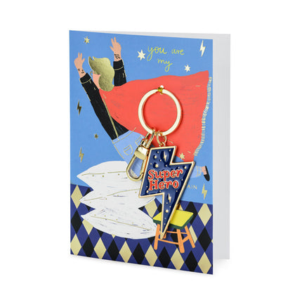 Wenskaart Super Hero Sleutelhanger 16cm