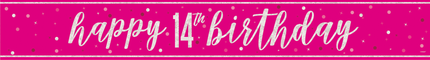 Happy Birthday Banner Roze 14 Jaar 2,74m