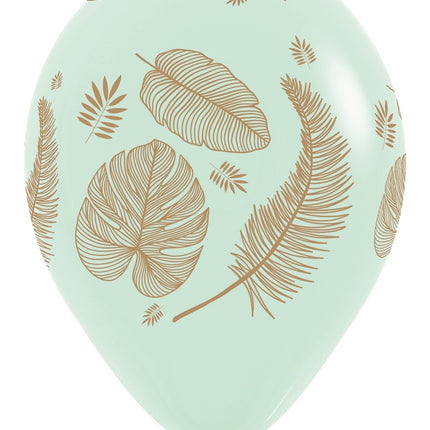Ballonnen Tropical Leaves Mix Gold Print 30cm 25st