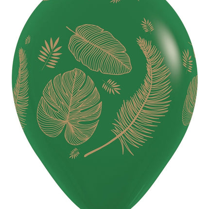 Ballonnen Tropical Leaves Mix Gold Print 30cm 25st