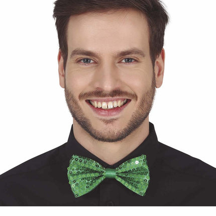 Groene Strik Pailletten 12cm