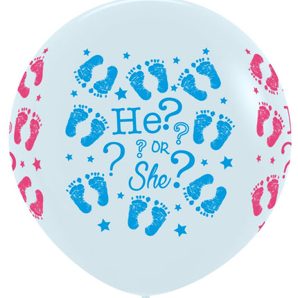 Ballonnen He Or She White 91cm 2st