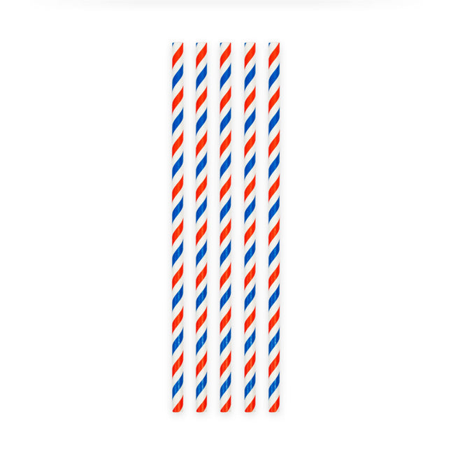 Rood Wit Blauwe Rietjes Karton 20st