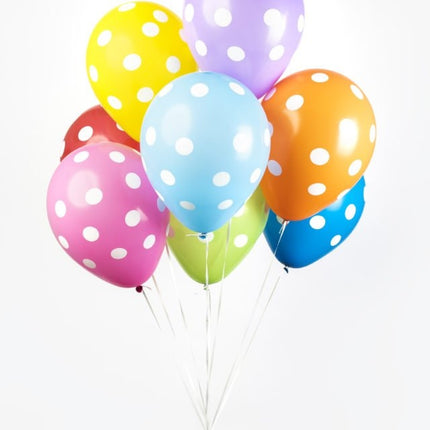 Gekleurde Ballonnen Stippen 30,5cm 8st