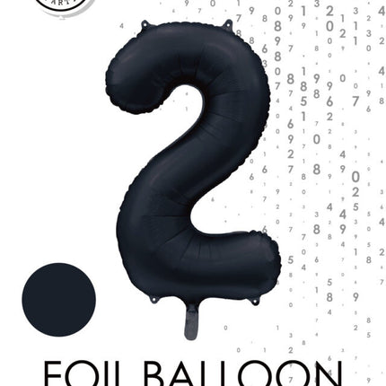 Zwarte Cijfer Ballon 2 Jaar Glans 86cm