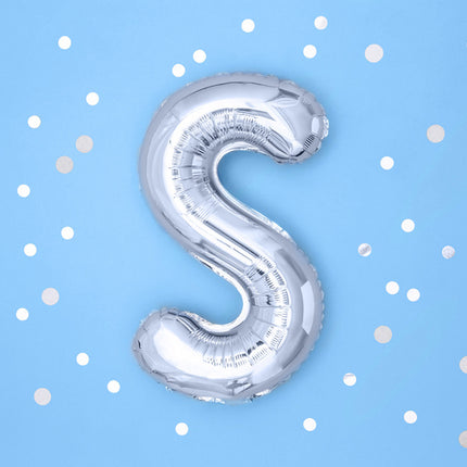 Folie Ballon Letter S Zilver Leeg 35cm